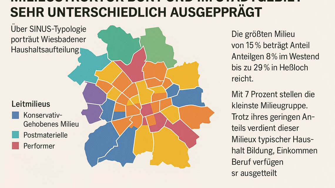 Die neue Milieustudie illustriert, wie bunt Wiesbadens Stadtteile bewohnt sind – von urbanen Zentren bis zu dörflich geprägten Randbezirken.