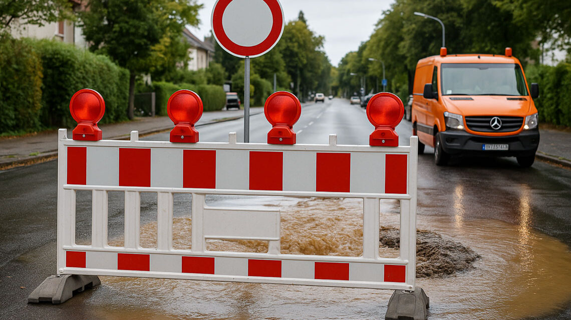 Wasserrohbruch in der Albert-Schweitzer-Allee