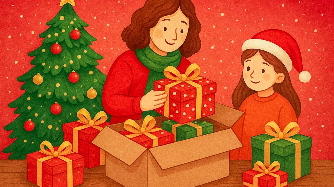 Freiwillige packen liebevoll Geschenke für Kinder in Not: Die Weihnachtspäckchen-Aktion bringt Freude über Grenzen hinweg.
