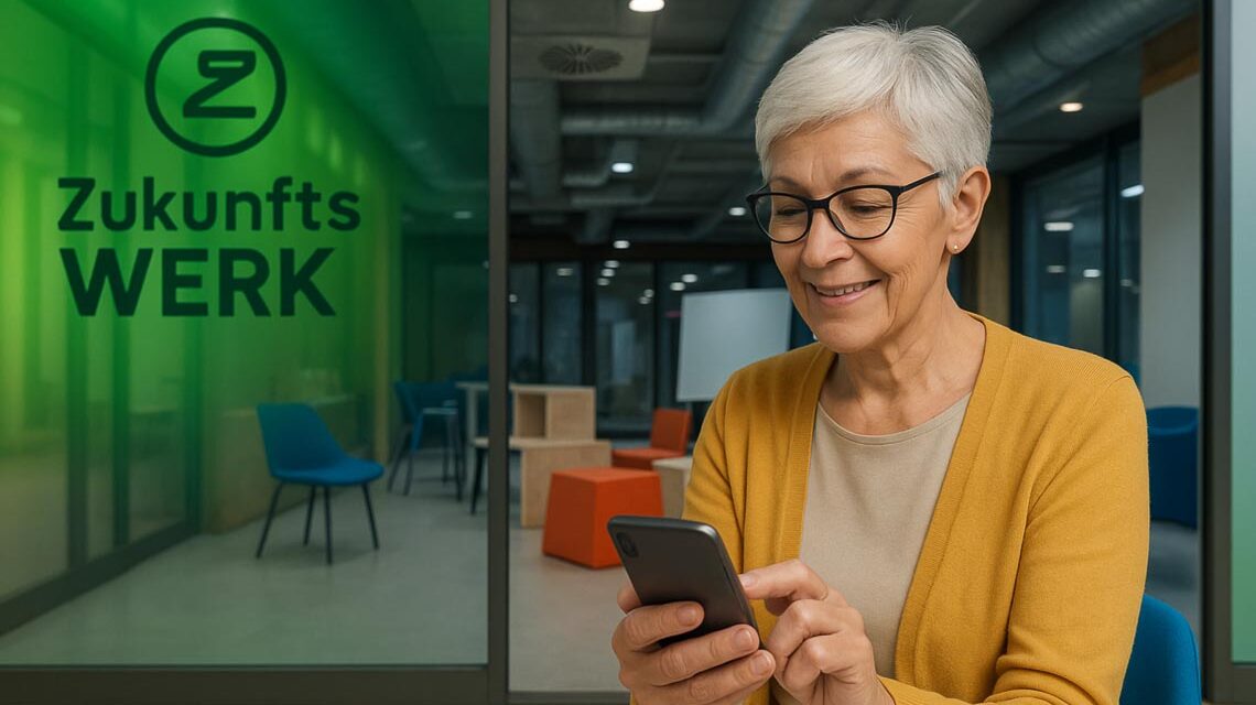 Teilnehmende lernen im Zukunftswerk Wiesbaden den sicheren Umgang mit dem Smartphone.