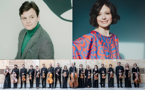 Collage von Nadezda Pisareva, Georgy Tchaidze und dem Stuttgarter Kammerorchester