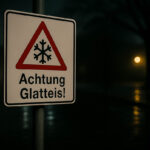 Symbolbild, Wasseransammlung, Achtung Gklatteis.