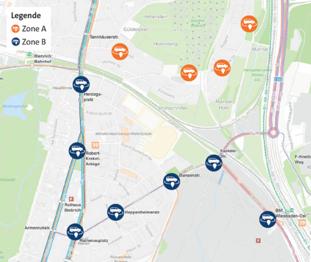 Übersichtsplan On-Demand-Angebot ©2025 LH Wiesbaden