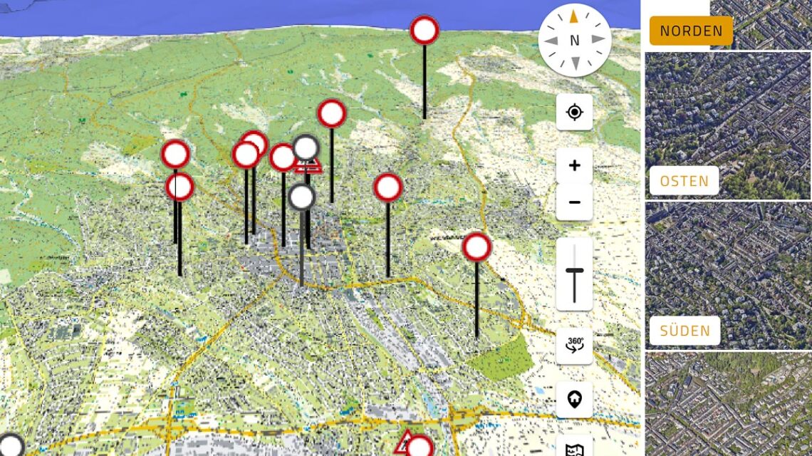 Baustellenkarte, Digitaler Zwilling zeigt Baustellen in Wiesbaden.