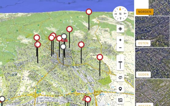 Baustellenkarte, Digitaler Zwilling zeigt Baustellen in Wiesbaden.