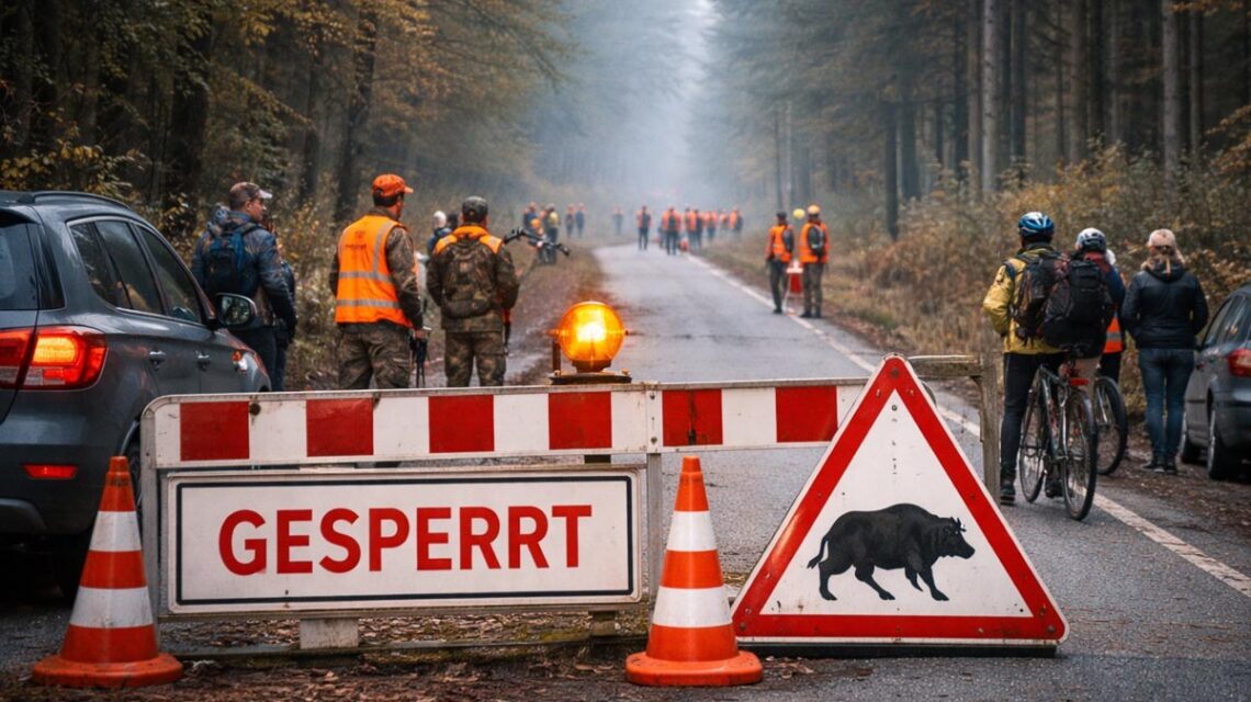 Georgenborner Straße dicht: Jagd stoppt Verkehr und Radfahrer am Sonntag.