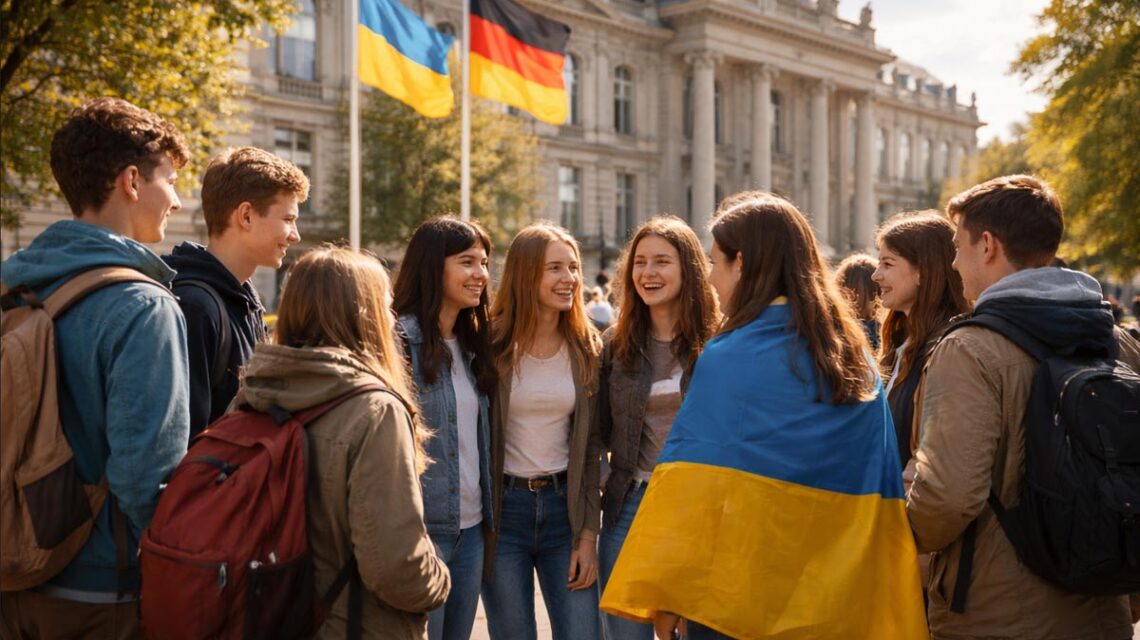 Ukrainische und deutsche Jugendliche bei ihrem Besuch in der Hessischen Staatskanzlei – Begegnung, Austausch und gelebte Solidarität im Herzen Europas.