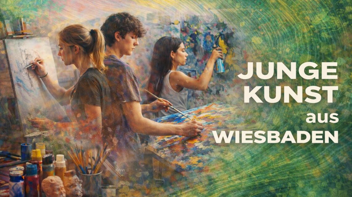 Junge Talente aus Wiesbaden bereiten ihre Werke für den Wettbewerb „Junge Kunst aus Wiesbaden“ vor.
