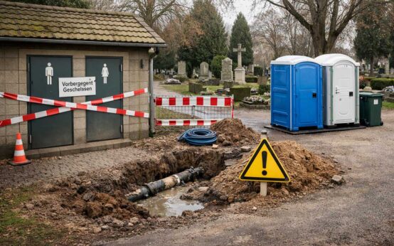 Toilettenanlage auf dem Friedhof Biebrich wird instand gesetzt.