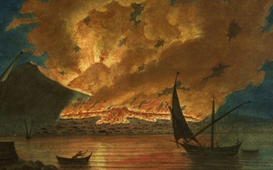 Vulkane Italiens von Petro Fabris (PD) im Buch von Hamilton: Campi Phlegraei. Foto: Museum Wiesbaden