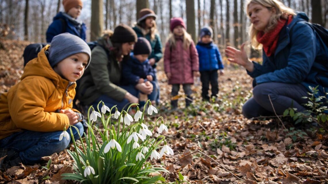 Kinder entdecken bei „Den Winter vertreiben“ in der Fasanerie Wiesbaden die ersten Zeichen des Frühlings