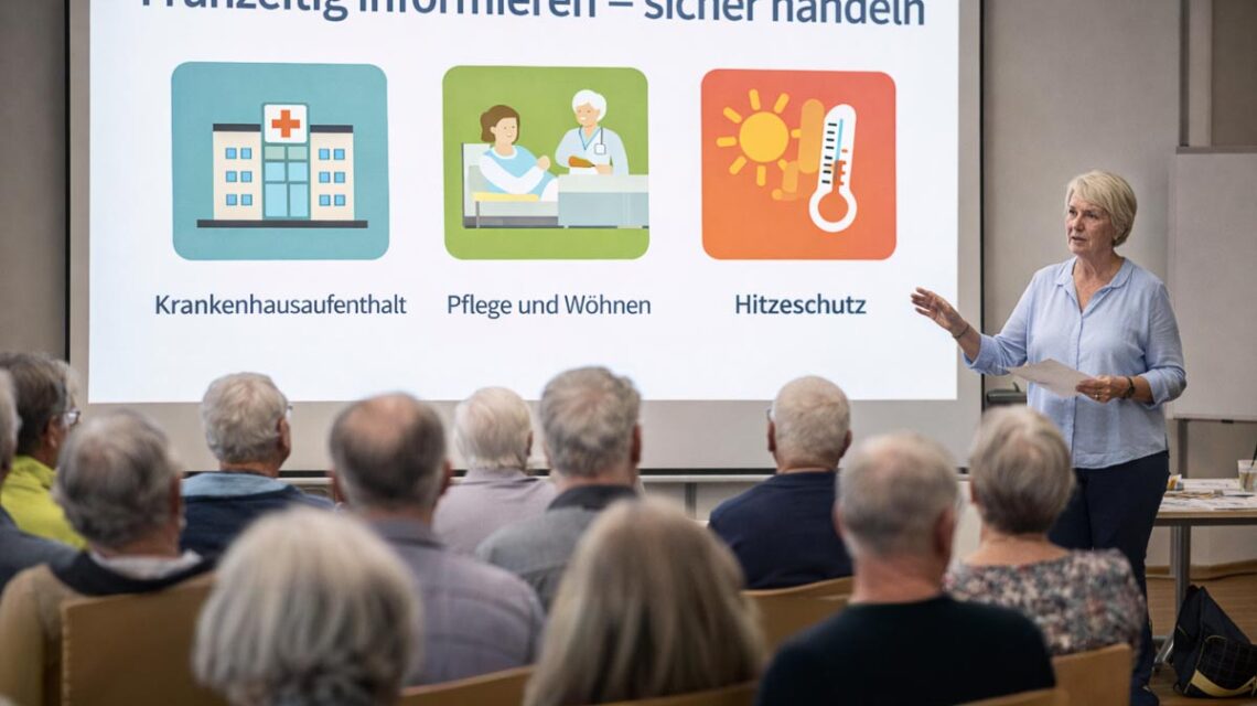 Informationsveranstaltung im Zukunftswerk Wiesbaden: Austausch, Beratung und praktische Tipps für Pflege, Wohnen und Hitzeschutz.