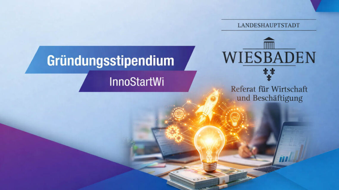 Gründerinnen und Gründer präsentieren ihre Ideen beim Pitch für das Gründungsstipendium InnoStartWI 2026 in Wiesbaden.