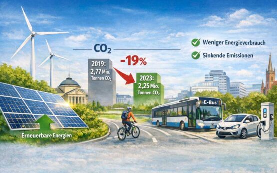 Die Klimabilanz zeigt: Wiesbaden senkt Energieverbrauch und Treibhausgasemissionen – besonders durch Einsparungen in Wirtschaft und Ausbau erneuerbarer Energien.