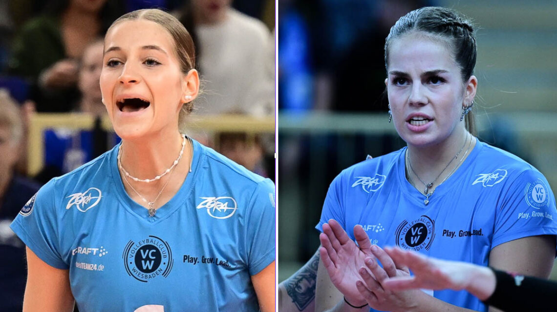 Sanne Konijnenberg und Hanna Weinmann bleiben beim VC Wiesbaden und sollen auch künftig das Spiel des Bundesligisten lenken.
