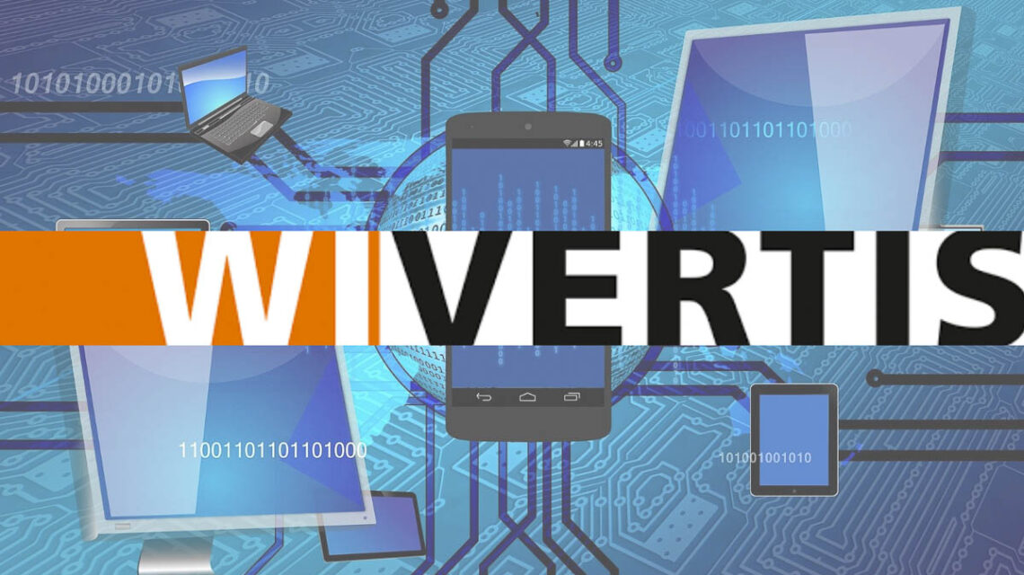Symbolbild - Logo WiVertis plus IT-Technik im Hintergrund.