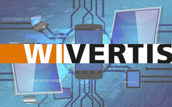 Symbolbild - Logo WiVertis plus IT-Technik im Hintergrund.