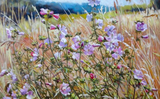 Malven, Öl auf Leinwand