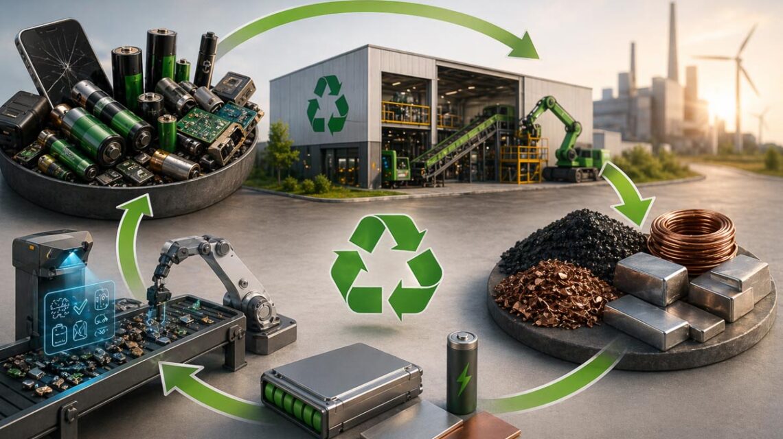 Moderne Technik im Einsatz: In der neuen Batterierecyclinganlage werden wertvolle Rohstoffe aus Altgeräten zurückgewonnen