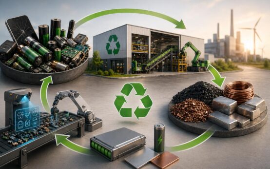 Moderne Technik im Einsatz: In der neuen Batterierecyclinganlage werden wertvolle Rohstoffe aus Altgeräten zurückgewonnen