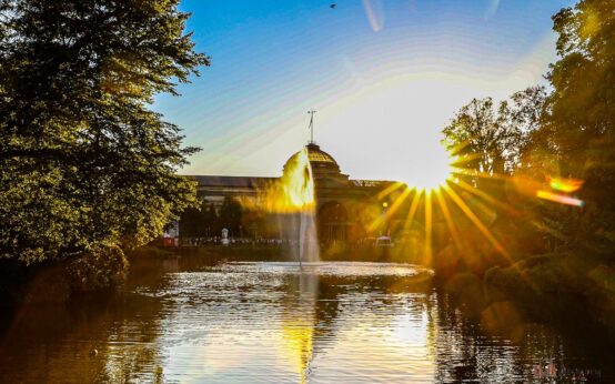 Kurhaus Wiesbaden im Sonnenuntergakng