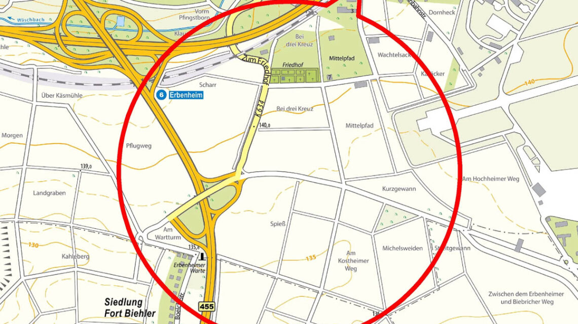 Bombenfund in Erbenheim, Sperrzone.