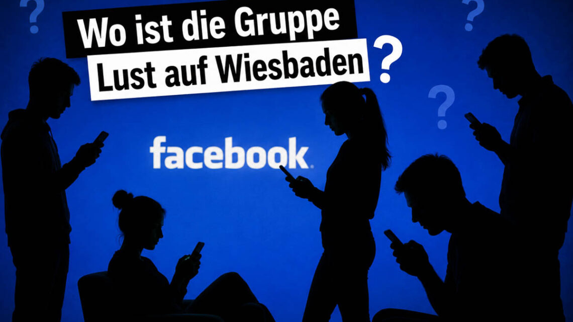 Symbolbild, Personen haben das Handy in der Hand und suchen nach der Gruppe „Lust auf Wiesbaden".