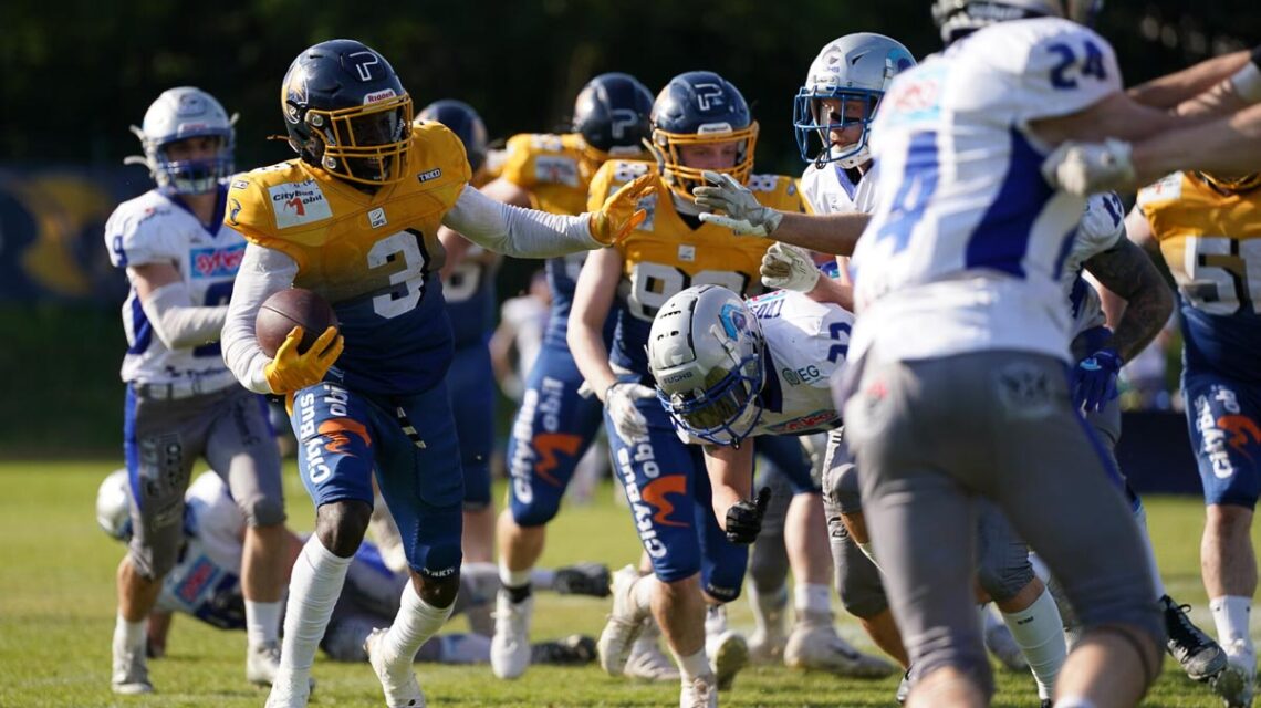 Wiesbaden Phantoms gewinnen 33:14 gegen Albershausen und bleiben nach vier Spielen in der GFL2 ungeschlagen.