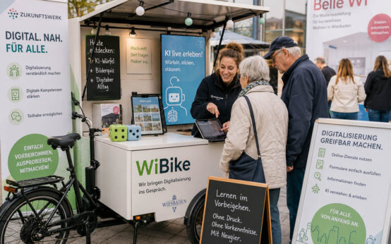 Mit dem WiBike bringt das Zukunftswerk KI direkt ins Quartier – zum Ausprobieren, Verstehen und Mitreden.