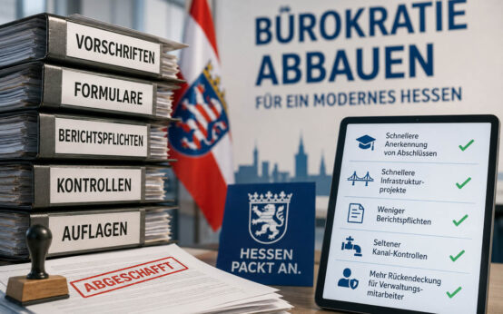 Hessen will den Staat schlanker machen: Das Kabinett hat das zweite Bürokratieabbaugesetz beschlossen. 168 Vorschriften sollen wegfallen, Verfahren schneller und einfacher werden. Teaser
