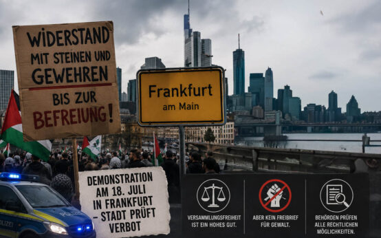 Debatte um Demonstration in Frankfurt: Behörden prüfen rechtliche Schritte nach umstrittenen Gewaltaufrufen.