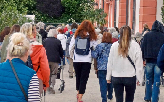 Gemischte Seniorengruppe am Biebricher Schloss.