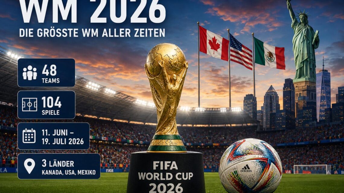 Die Fußball-WM 2026 in den USA, Kanada und Mexiko wird mit 48 Teilnehmern und 104 Spielen die größte Weltmeisterschaft aller Zeiten.