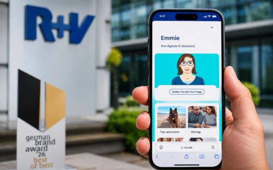 Der R+V-Kunden-Chatbot Emmie im Einsatz, Symbolbild