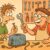 Karikatur, Mechaniker und Tüftler in einer Werkstatt.