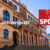 Neues Rathaus in Wiesbaden mit Logo der SPD und einem Schriftzug „Hat sich die SPD verzocktß"