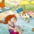 Sommerferienprogramm in Wiesbaden, Bild vom Flyer, Hund und Mädchen als Comic springen ins Wasser.